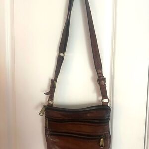 Brown Leather Fossil Crossbody Bag